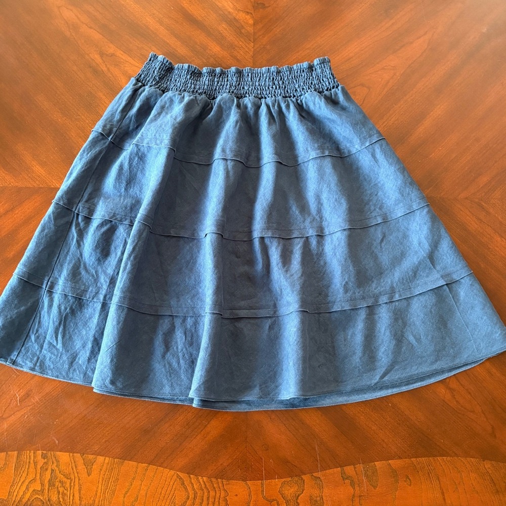 Soft Surroundings Jenny 100% Linen Tiered Skirt XL Coastal Grandmother